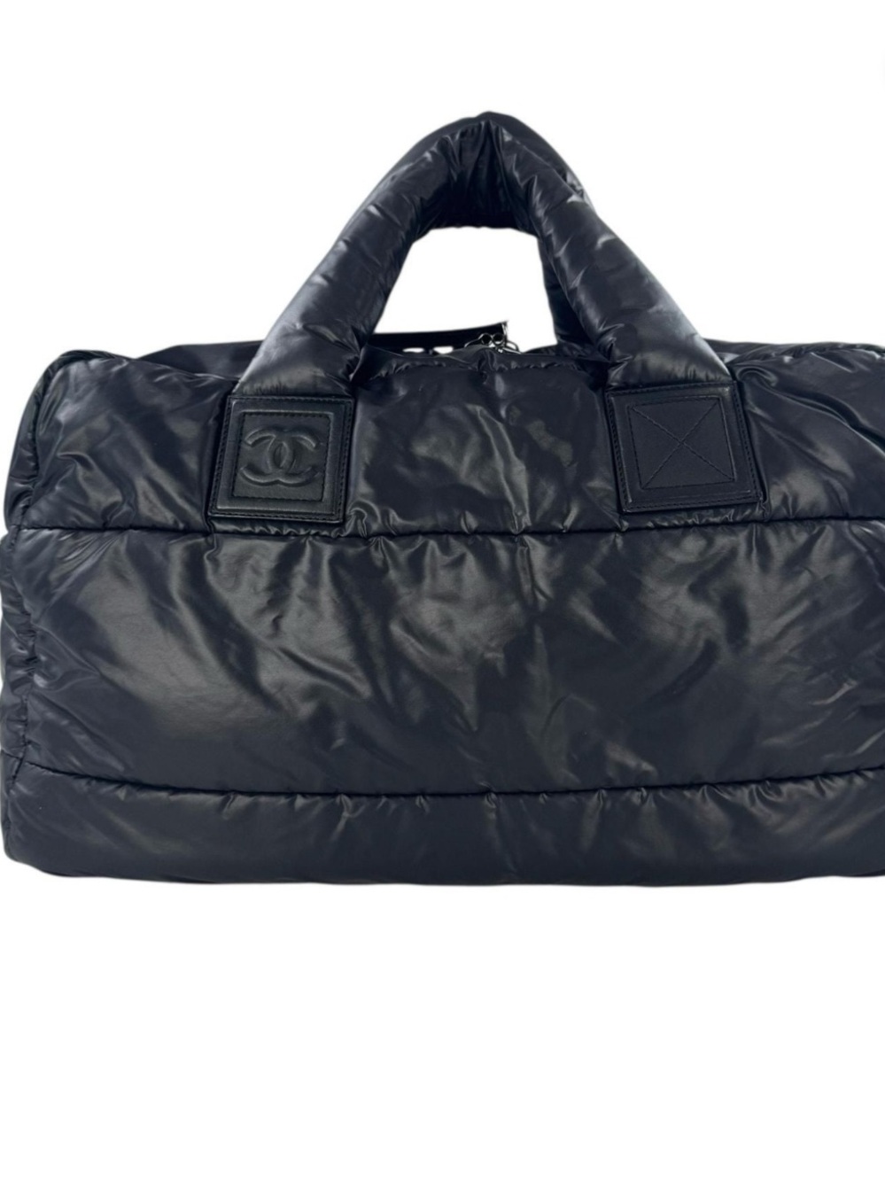 CHANEL Black Quilted Puffer Carryall Bag